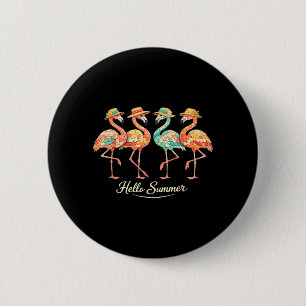 Hallo Sommer Flamingo Vintage Trocal Süße Vögel Button
