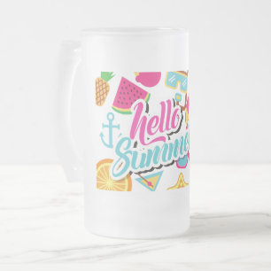 Hallo Sommer Frostglas Bierkrug Mattglas Bierglas