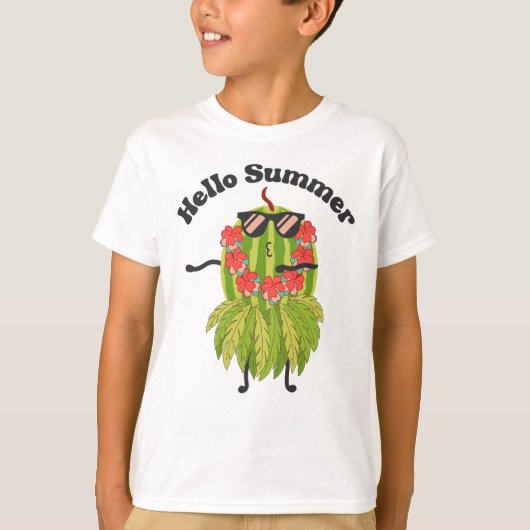 Hallo Sommer Funny Fatermelon Obst Mit Sonnenunter T-Shirt (Vorderseite)