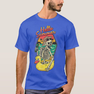 Hallo Sommer Funny Skeleton Duck Pool Family Vacat T-Shirt