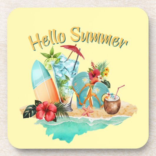 Hallo Sommer Getränkeuntersetzer (Vorderseite)