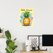 Hallo Sommer Glücklicher Ananas Poster (Heimbüro)
