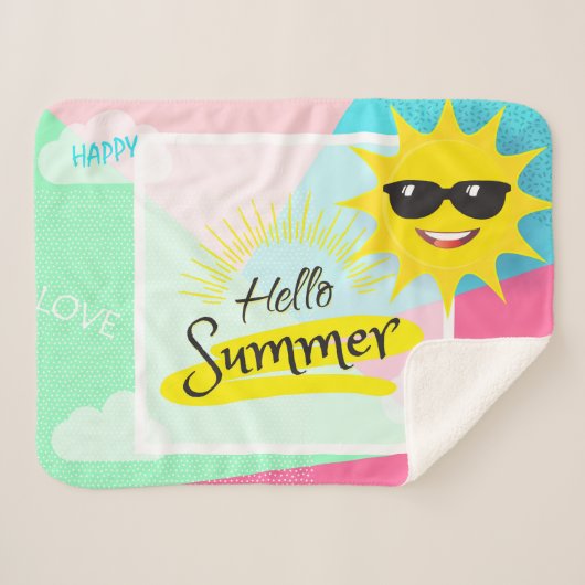 Hallo Sommer-glücklicher sonniger Tag für Sherpadecke (Vorderseite (Horizontal))