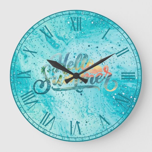 Hallo Sommer Große Wanduhr (Vorderseite)