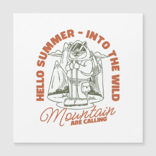 Hallo Sommer - In die Wildnis - Vintager Cat Campe Magnetkarte