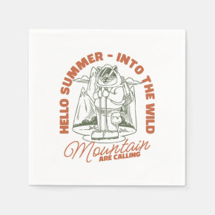 Hallo Sommer - In die Wildnis - Vintager Cat Campe Serviette