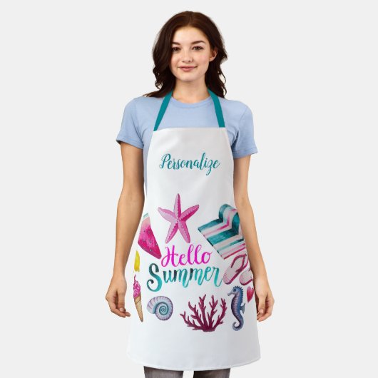 Hallo Sommer Leben im Ozean, Wassermelon, Eiscreme Schürze (Getragen)