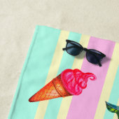 "Hallo Sommer" Meer und Sommer-Aquarell striped Strandtuch (Beispiel)