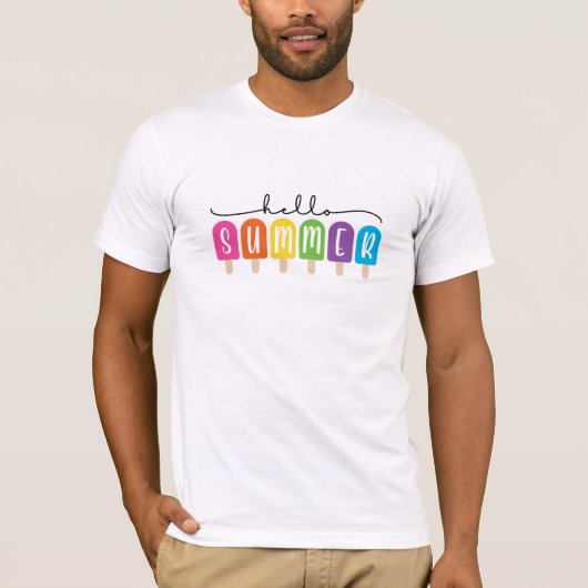 Hallo Sommer mit farbigen Text T-Shirt (Vorderseite)