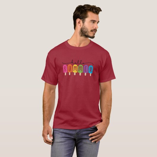 Hallo Sommer mit farbigen Text T-Shirt (Vorne ganz)