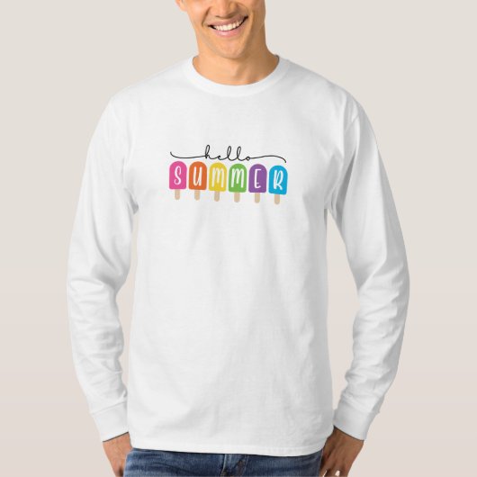Hallo Sommer mit farbigen Text T-Shirt (Vorderseite)