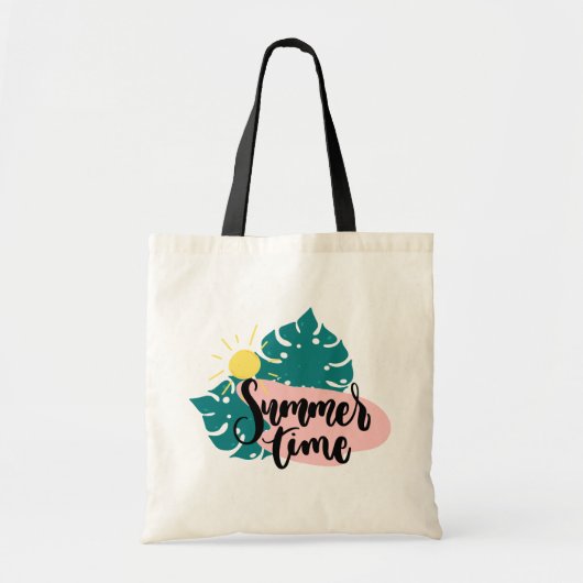 Hallo Sommer mit Flamingo Tropical Tote Tasche (Vorne)