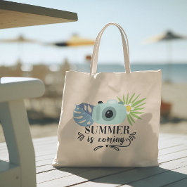 Hallo Sommer mit Typografie Tropical Tote Bag Tragetasche