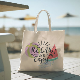 Hallo Sommer mit Typografie Tropical Tote Bag Tragetasche
