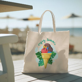 Hallo Sommer mit Typografie Tropical Tote Bag Tragetasche