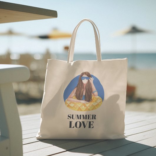 Hallo Sommer mit Typografie Tropical Tote Bag Tragetasche