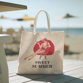 Hallo Sommer mit Typografie Tropical Tote Bag Tragetasche