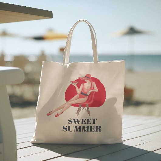 Hallo Sommer mit Typografie Tropical Tote Bag Tragetasche