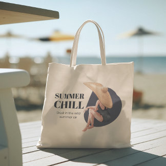 Hallo Sommer mit Typografie Tropical Tote Bag Tragetasche