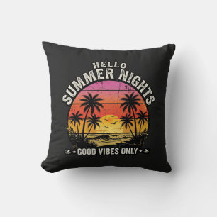 Hallo Sommer Nächte Vintage Sonnenuntergang Sommer Kissen