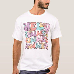 Hallo Sommer Niedlich Blumendesign Sommerurlaub T-Shirt