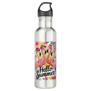 Hallo Sommer Niedlich Flamingo Beach Urlaub Tropic Edelstahlflasche