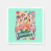 Hallo Sommer Niedlich Flamingo Beach Urlaub Tropic Serviette (Vorderseite)