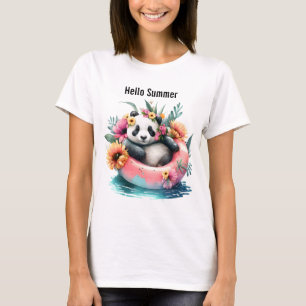 Hallo Sommer Niedlich Panda Chilling in einer Inne T-Shirt