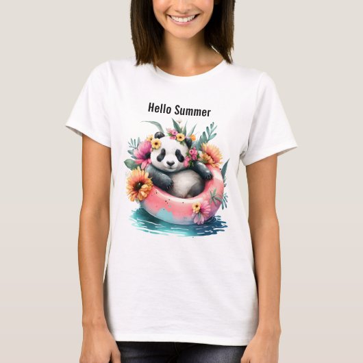 Hallo Sommer Niedlich Panda Chilling in einer Inne T-Shirt (Vorderseite)