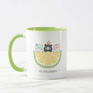 Hallo Sommer - Niedliche Doodle Cats & Lemon Slice Tasse