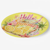 "Hallo Sommer" Papier Pappteller (Schrägansicht)