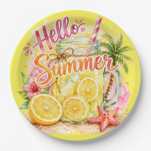 "Hallo Sommer" Papier Pappteller (Vorderseite)