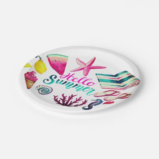 Hallo Sommer Pappteller (Schrägansicht)