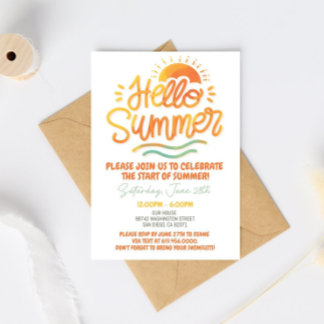 Hallo Sommer Party Einladung Sun Summer Orange