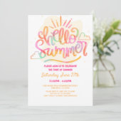 Hallo Sommer Party, Letzter Schultag, Pool-Party Einladung (Stehend Vorderseite)