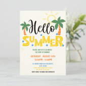 Hallo Sommer Party, Letzter Schultag, Pool-Party Einladung (Stehend Vorderseite)
