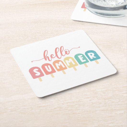 Hallo Sommer Pastel Popsicles Rechteckiger Pappuntersetzer (angewinkelt)