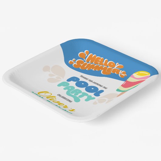 Hallo Sommer! Pool-Party Einladung Pappteller (Gewinkelt)
