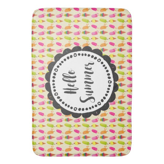 Hallo Sommer Popsicles und Ice Creme Badematte (Vorderseite Vertikal)