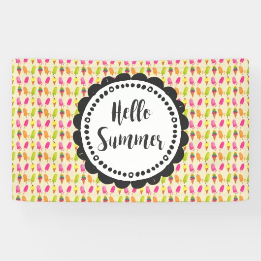 Hallo Sommer Popsicles und Ice Creme Banner (Horizontal)
