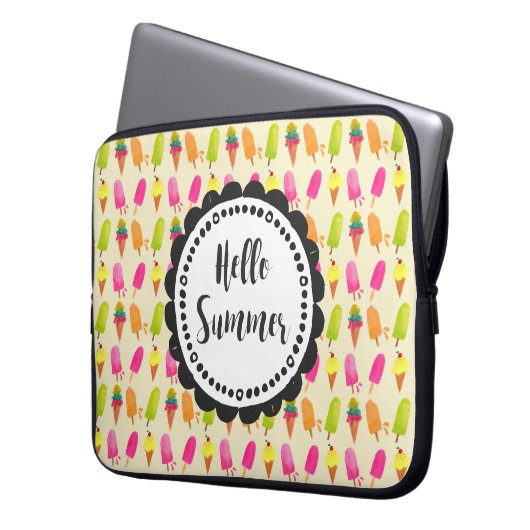 Hallo Sommer Popsicles und Ice Creme Laptopschutzhülle (Vorderseite Links)