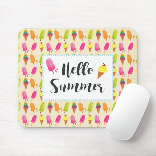 Hallo Sommer Popsicles und Ice Creme Mousepad (Mit Mouse)