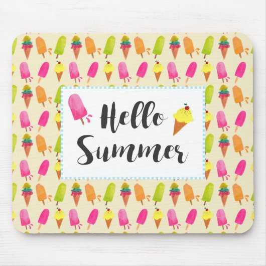 Hallo Sommer Popsicles und Ice Creme Mousepad (Vorne)