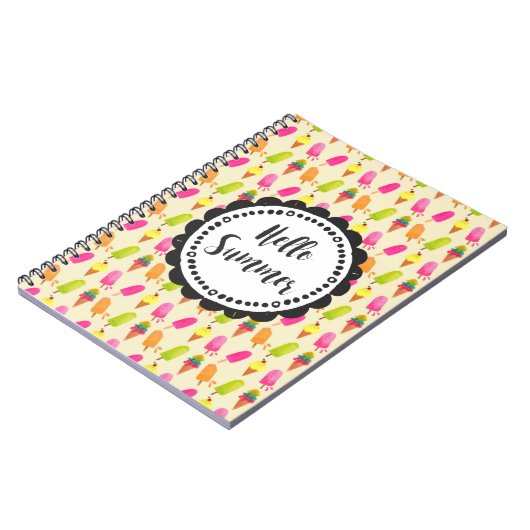 Hallo Sommer Popsicles und Ice Creme Notizblock (Linke Seite)