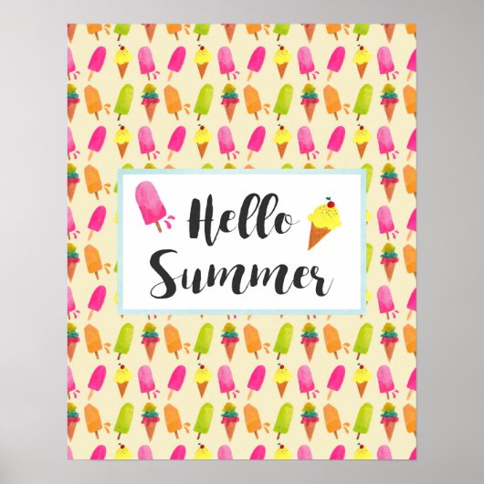 Hallo Sommer Popsicles und Ice Creme Poster (Vorne)
