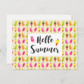 Hallo Sommer Popsicles und Ice Creme Postkarte (Vorne/Hinten)