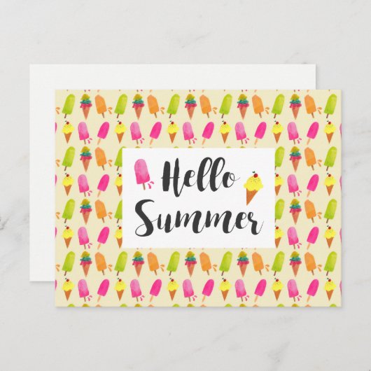 Hallo Sommer Popsicles und Ice Creme Postkarte (Vorne/Hinten)