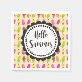 Hallo Sommer Popsicles und Ice Creme Serviette (Vorderseite)