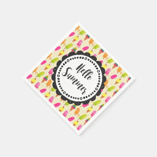 Hallo Sommer Popsicles und Ice Creme Serviette (Ecke)