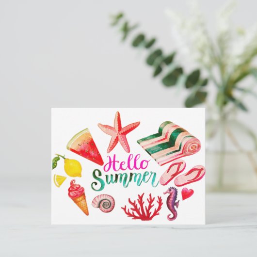 Hallo Sommer Postkarte (Stehend Vorderseite)
